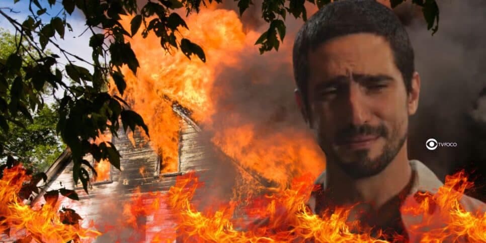 Tom em incêndio em Família é Tudo (Foto: Reprodução / Globo / Montagem TV Foco) Tom em incêndio em Família é Tudo (Foto: Reprodução / Globo / Montagem TV Foco)