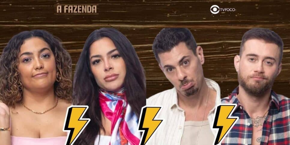 A Fazenda 16 - Camila, Luana, Sacha e Yuri estão na roça (Foto: Reprodução / Record / Montagem TV Foco) A Fazenda 16 - Camila, Luana, Sacha e Yuri estão na roça (Foto: Reprodução / Record / Montagem TV Foco)
