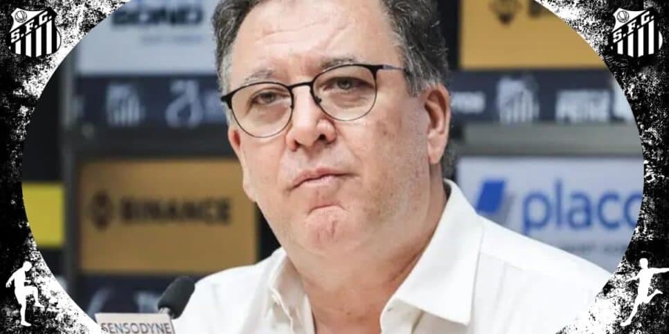 Marcelo Teixeira é presidente de futebol do Santos (Foto: Reprodução / LANCE! / Canva) Marcelo Teixeira é presidente de futebol do Santos (Foto: Reprodução / LANCE! / Canva)