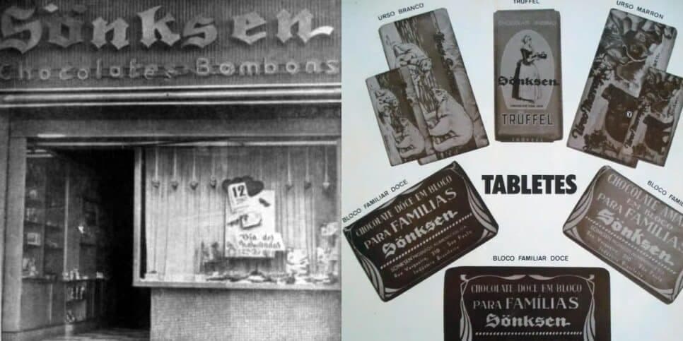 Propaganda da fábrica de chocolates da Sönksen (Foto Reprodução/Montagem/Lennita/São Paulo Antiga) Propaganda da fábrica de chocolates da Sönksen (Foto Reprodução/Montagem/Lennita/São Paulo Antiga)