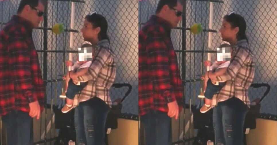 Suzane Von Richthofen na única aparição que fez com o marido e o seu bebê (Foto: Internet/Montagem)