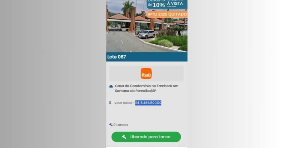 Imóvel de maior valor disponível no leilão Biasi/Itaú (Foto Reprodução/Montagem/Tv Foco/Canva/Lennita/Biasi)