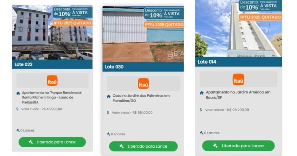 Imóveis a preços extremamente atrativos que estarão disponíveis no leilão (Foto Reprodução/Montagem/Lennita/Tv Foco/Biasi)