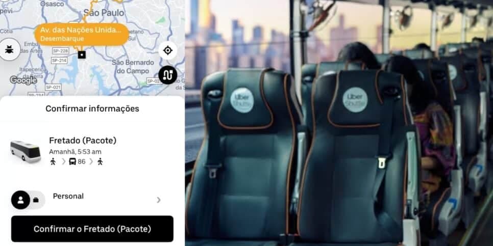 O valor da corrida estava R$34 no Shuttle (Reprodução: Montagem TV Foco) O valor da corrida estava R$34 no Shuttle (Reprodução: Montagem TV Foco)