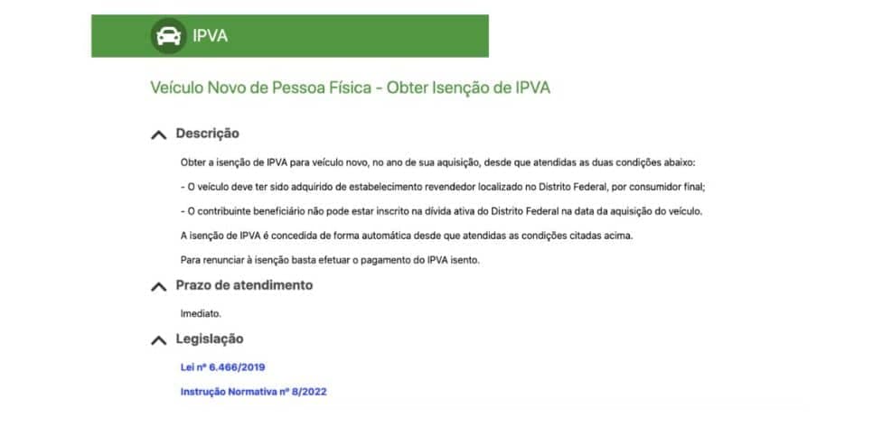 Isenção IPVA (Foto: Reprodução / Receita do Distrito Federal) Isenção IPVA (Foto: Reprodução / Receita do Distrito Federal)
