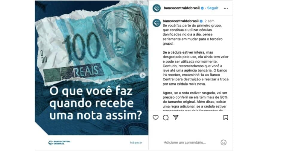 Comunicado do banco (Reprodução/Instagram) Comunicado do banco (Reprodução/Instagram)