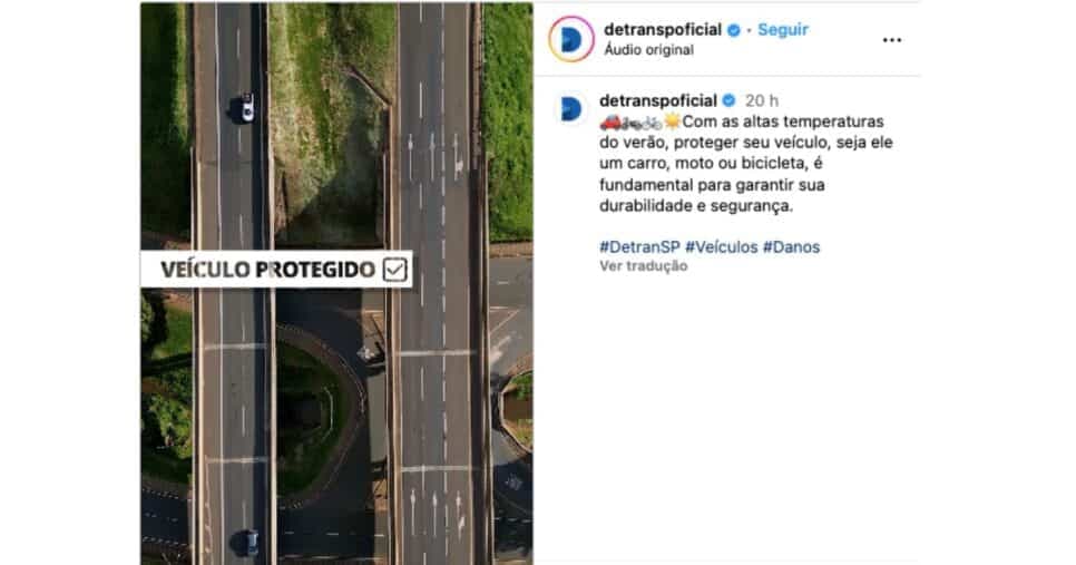 Comunicado do DetranSP (Reprodução/Instagram)