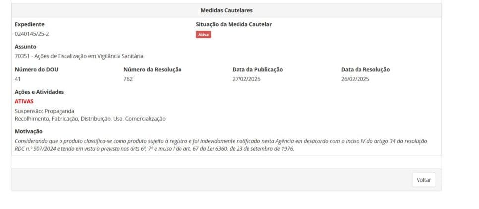Resolução da ANVISA contra produtos pt 2 (Foto Reprodução/ANVISA) Resolução da ANVISA contra produtos pt 2 (Foto Reprodução/ANVISA)