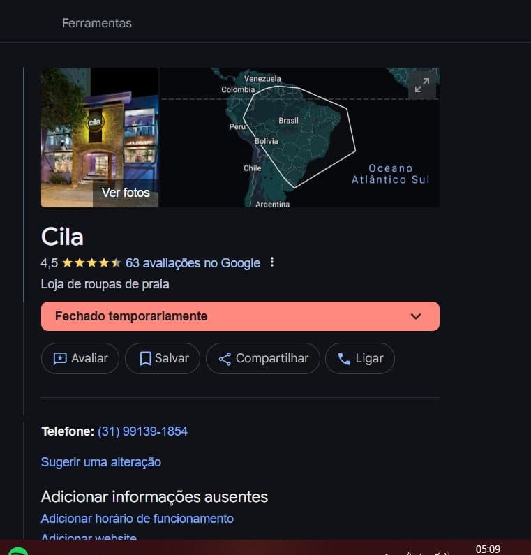 Situação no Google Maps indica um fechamento temporário da loja (Foto Reprodução/Maps)