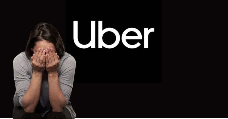 Mulher triste e logo Uber (Fotos: Reproduções / Internet / Canva) Mulher triste e logo Uber (Fotos: Reproduções / Internet / Canva)