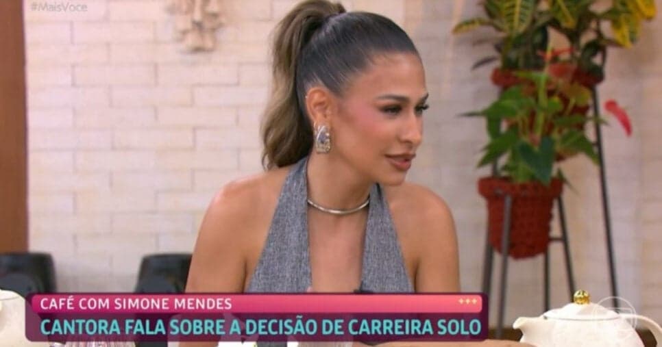 Simone Mendes fala sobre relação com Simaria (Foto: Reprodução/Globoplay) Simone Mendes fala sobre relação com Simaria (Foto: Reprodução/Globoplay)