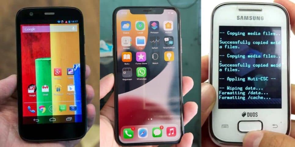 Moto G1, Iphone X, Galaxy Pocket (Foto: Reprodução/ Internet)