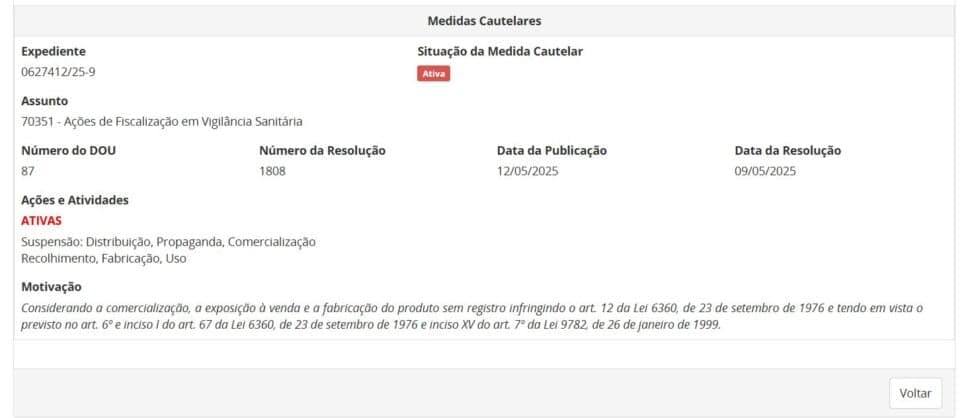 Resolução da ANVISA com ação contra creme de hidratação capilar parte 1 (Foto Reprodução/ANVISA) Resolução da ANVISA com ação contra creme de hidratação capilar parte 1 (Foto Reprodução/ANVISA)