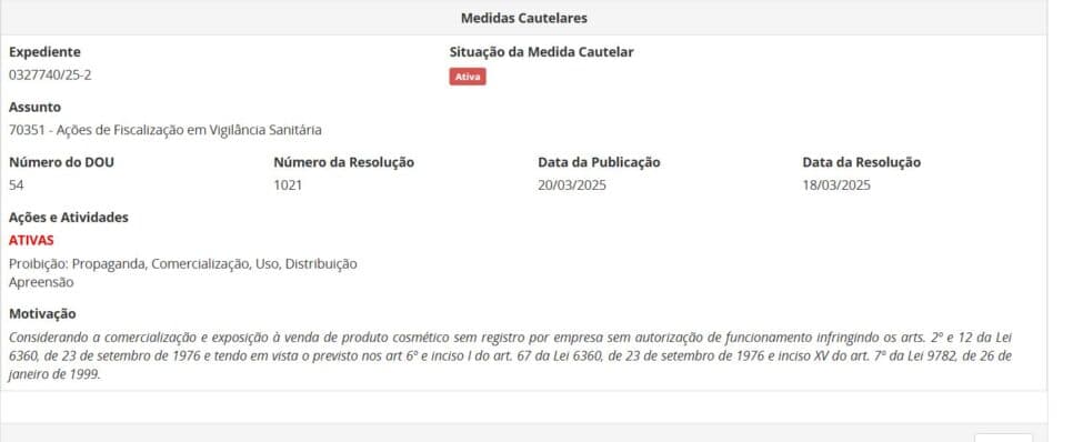 Resolução da ANVISA contra a Brimless (Foto: Reprodução/ANVISA)