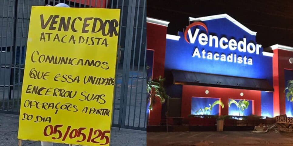 Fechamento de unidade do Vencedor Atacadista (Reprodução: Montagem TV Foco) Fechamento de unidade do Vencedor Atacadista (Reprodução: Montagem TV Foco)