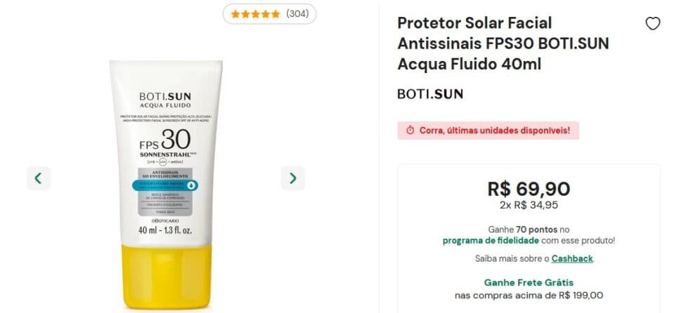 Protetor Solar da marca Boticário (Foto: Reprodução / Site da Marca)
Protetor Solar da marca Boticário (Foto: Reprodução / Site da Marca)