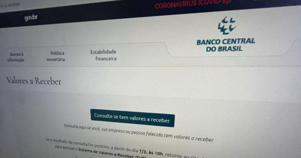 Tenho valores a receber no CPF? Descubra pelo Banco Central hoje 31/7
