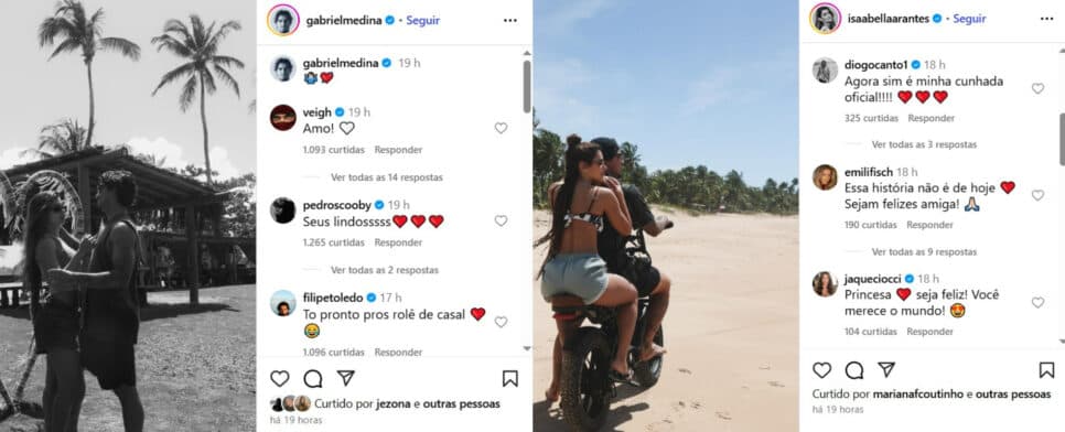 Gabriel Medina e Isabella Arantes (Foto: Reprodução/Montagem TV Foco) Gabriel Medina e Isabella Arantes (Foto: Reprodução/Montagem TV Foco)