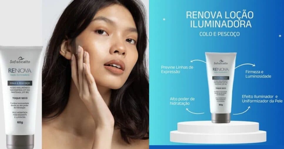 Creme/loção para colo e pescoço da Sofisticatto (Foto Reprodução/Montagem/TV Foco/Lennita/Shopee) Creme/loção para colo e pescoço da Sofisticatto (Foto Reprodução/Montagem/TV Foco/Lennita/Shopee)