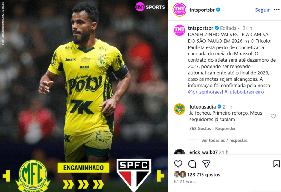 Danielzinho é o primeiro reforço do São Paulo - Montagem/TV FOCO