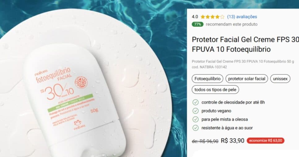 Protetor Facial Gel Creme FPS 30 FPUVA 10 Fotoequilíbrio - Foto: Print Protetor Facial Gel Creme FPS 30 FPUVA 10 Fotoequilíbrio - Foto: Print