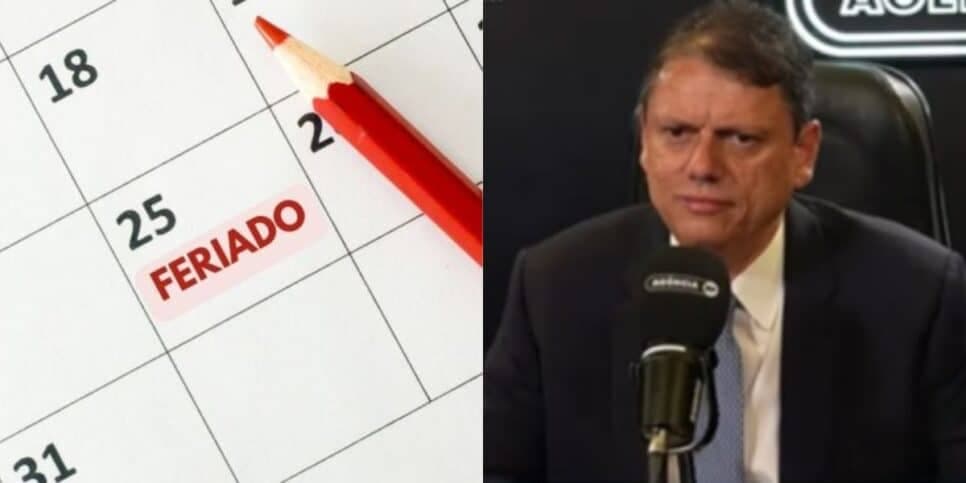 Tarcísio de Freitas ciente de um feriado em cidade de SP (Reprodução: Rádio Bandeirantes / Youtube) Tarcísio de Freitas ciente de um feriado em cidade de SP (Reprodução: Rádio Bandeirantes / Youtube)