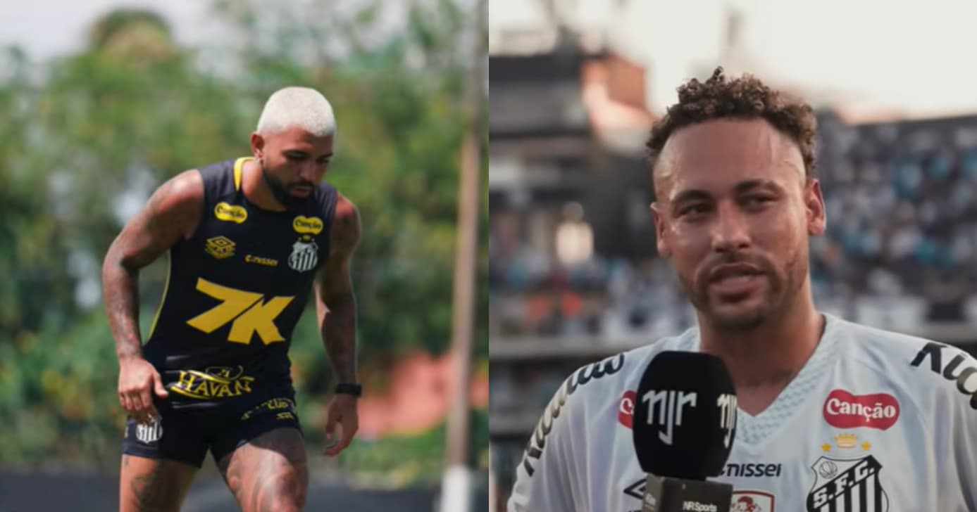 Gabigol e Neymar (Foto: Santos TV) Gabigol e Neymar (Foto: Santos TV)