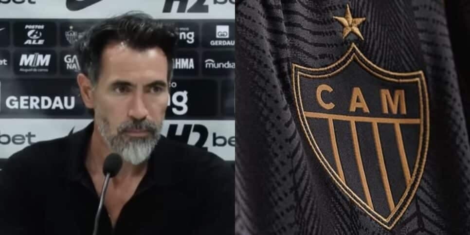 Eduardo Domínguez vibra com reforço de volante no Atlético-MG (Reprodução: Youtube) Eduardo Domínguez vibra com reforço de volante no Atlético-MG (Reprodução: Youtube)