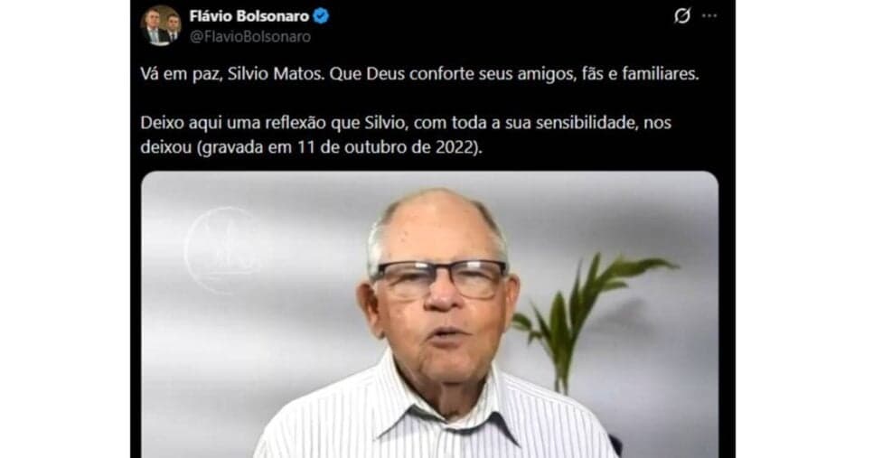 Ilustração Flávio Bolsonaro comunica morte devastadora em post