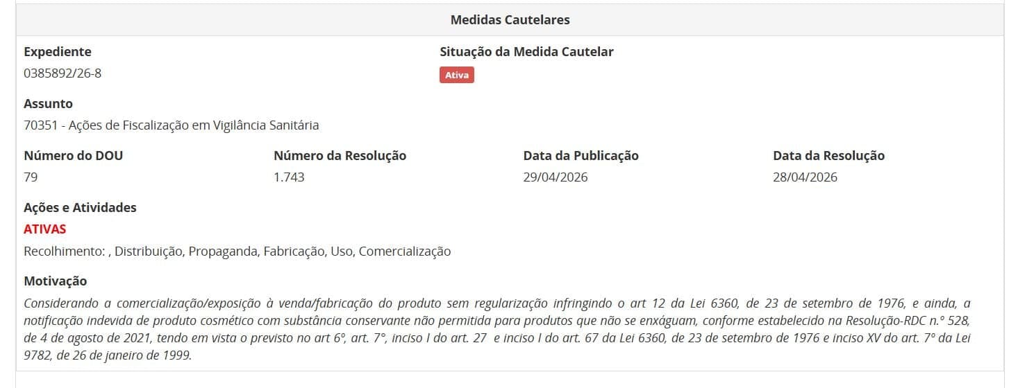 Medida da ANVISA contra tônico parte 1 (Foto Reprodução/ANVISA)