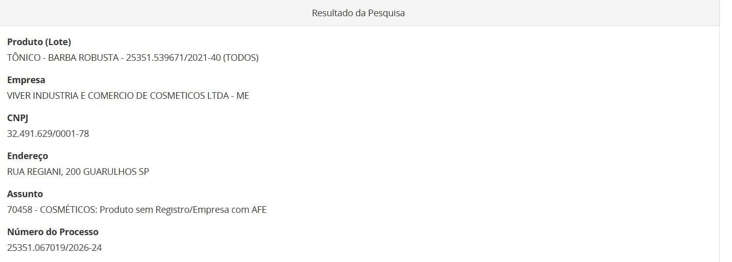Medida da ANVISA contra tônico parte 1 (Foto Reprodução/ANVISA)