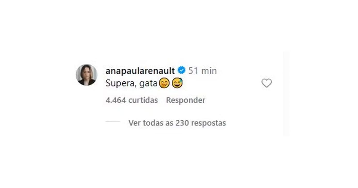 Comentário de Ana Paula Renault (Foto: Reprodução / Instagram) Comentário de Ana Paula Renault (Foto: Reprodução / Instagram)