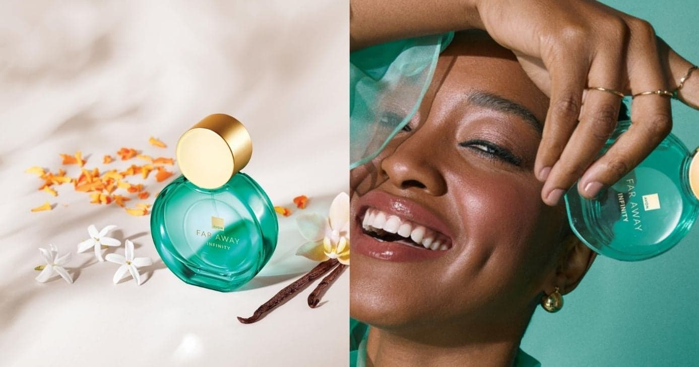 Avon Far Away Infinity (Foto Reprodução/Montagem/Lennita/Tv Foco/Canva/AVON) Avon Far Away Infinity (Foto Reprodução/Montagem/Lennita/Tv Foco/Canva/AVON)