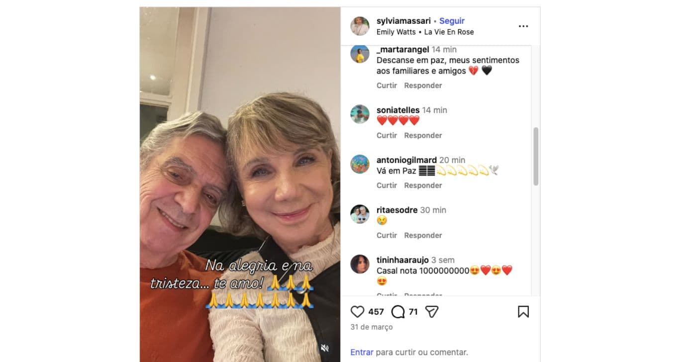 Guto Graça Mello e Sylvia Massari (Foto: Reprodução / Instagram) Guto Graça Mello e Sylvia Massari (Foto: Reprodução / Instagram)