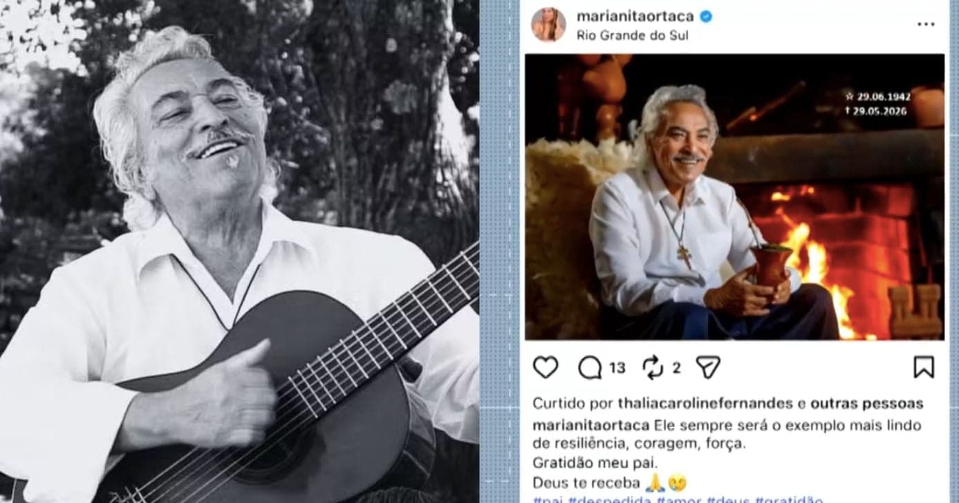 Pedro Ortaça e mensagem de filha (Fotos: Reproduções / Globo)