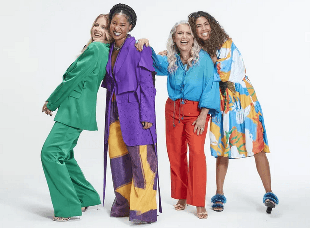 Gabriela Prioli, Larissa Luz, Astrid Fontenelle e Bela Gil no Saia Justa 2023 (Foto: Reprodução / GNT)