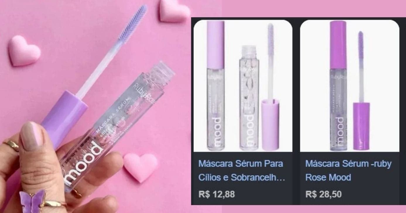Gel-Sérum para Sobrancelhas e Cílios Mood - Ruby Rose (Foto Reprodução/Montagem/Lennita/TV Foco/Google Shopping/Shopee) 