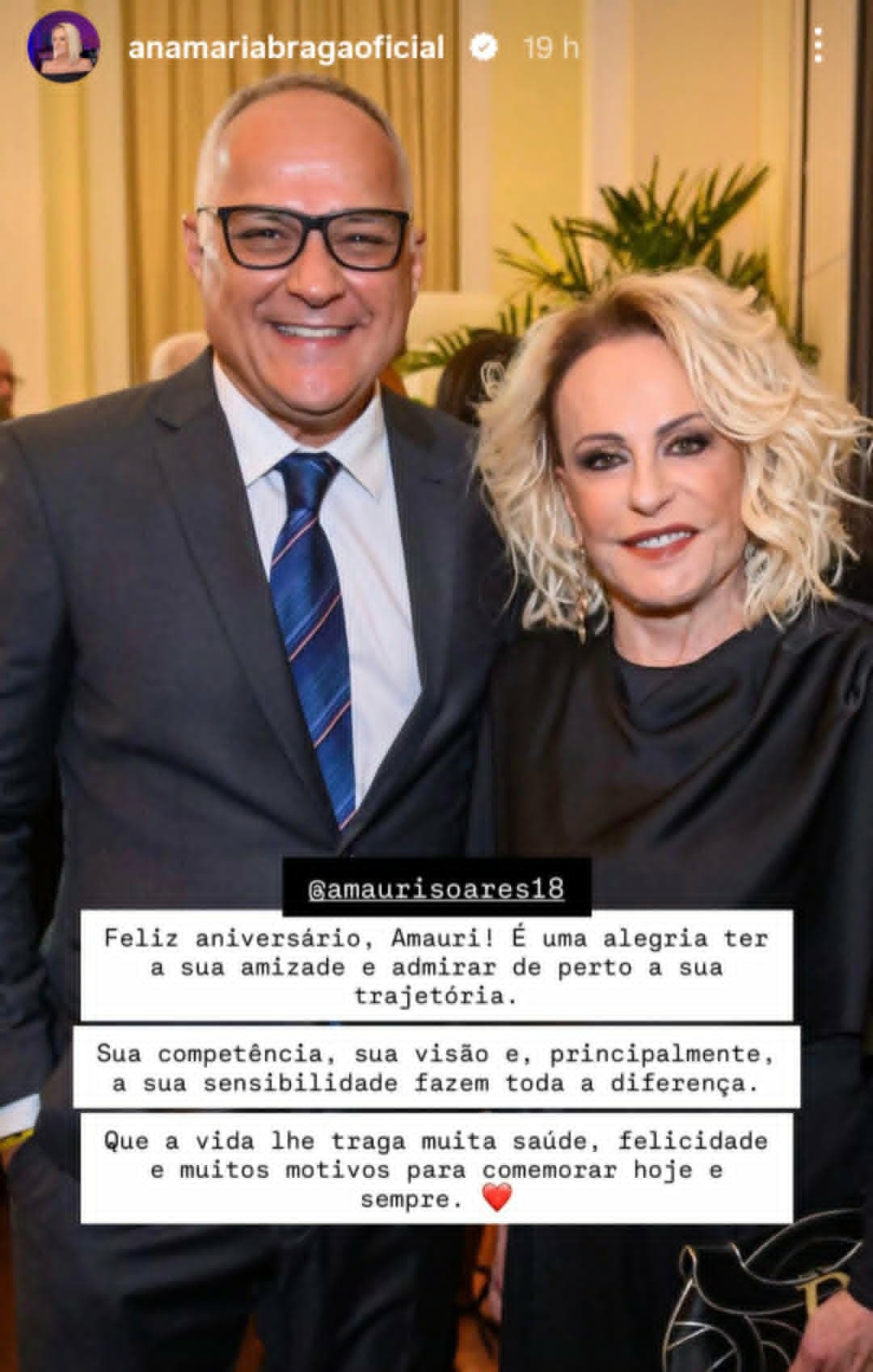 Amauri Soares e Ana Maria Braga (Foto: Reprodução/ Instagram)