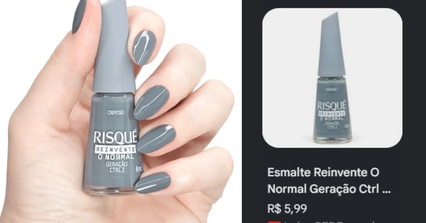 Opção de cinza azulado da marca Risqué (Foto Reprodução/Montagem/Lennita/TV Foco/Canva/Google Shopping)
