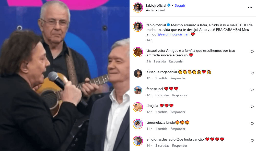 Fábio Jr. se declara a apresentador da Globo (Foto: Reprodução / Instagram)
Fábio Jr. se declara a apresentador da Globo (Foto: Reprodução / Instagram)
