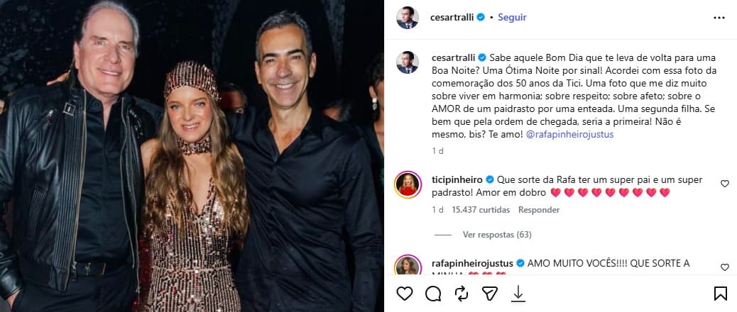 Tralli posa ao lado de Roberto Justus e Rafa Justus (Foto: Reprodução / Instagram)
Tralli posa ao lado de Roberto Justus e Rafa Justus (Foto: Reprodução / Instagram)