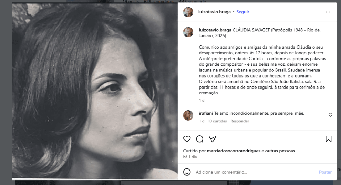 Publicação do marido da cantora (Foto: Reprodução/ Instagram)