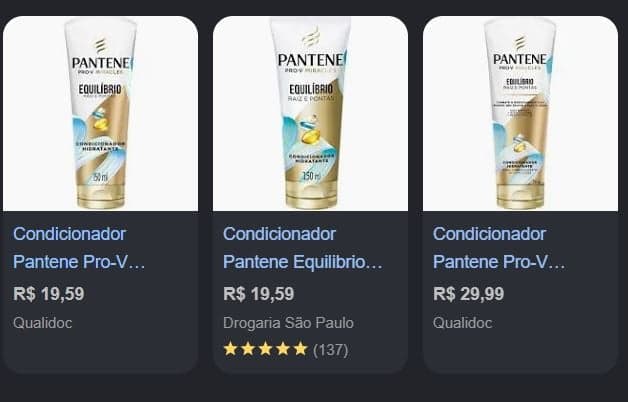 Condicionador Pantene Equilíbrio Raiz e Pontas (Foto Reprodução/Google Shopping) Condicionador Pantene Equilíbrio Raiz e Pontas (Foto Reprodução/Google Shopping)