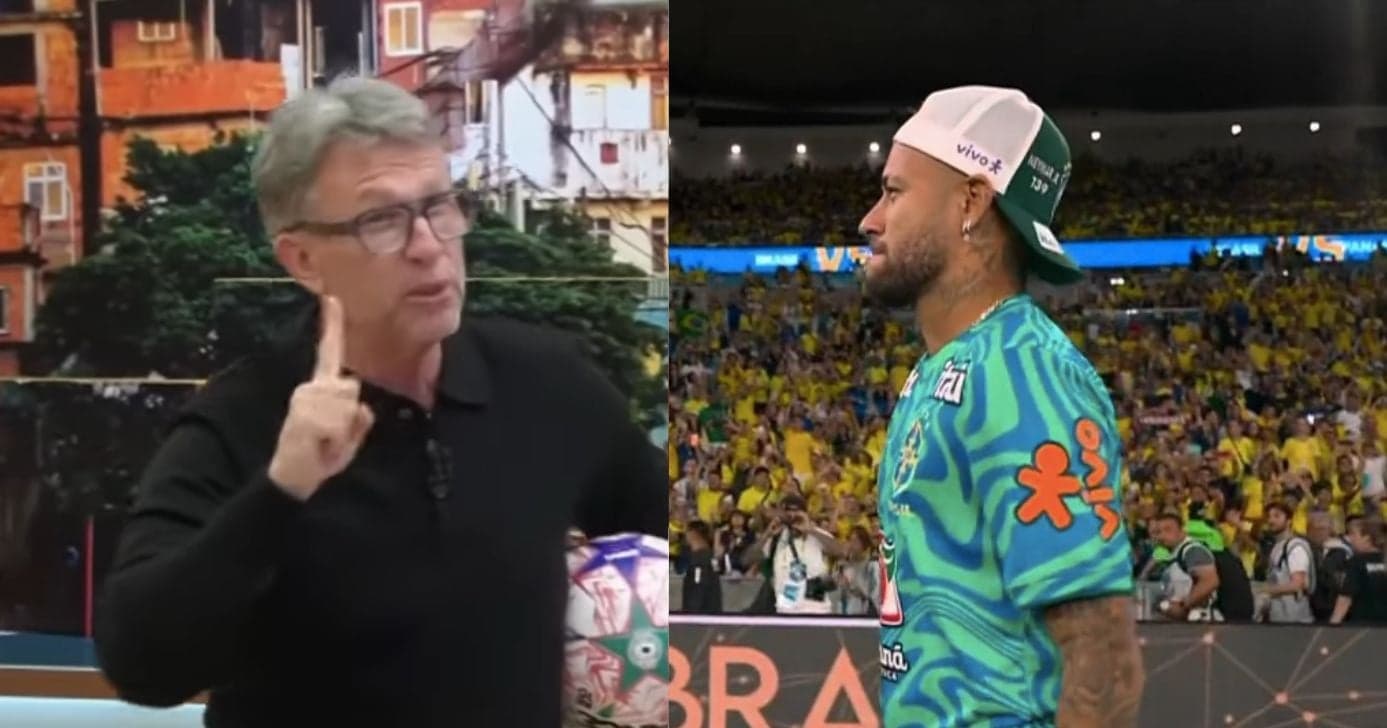 Neto no Os Donos da Bola e Neymar na Copa do Mundo (Fotos: Reproduções / Band / Globo)