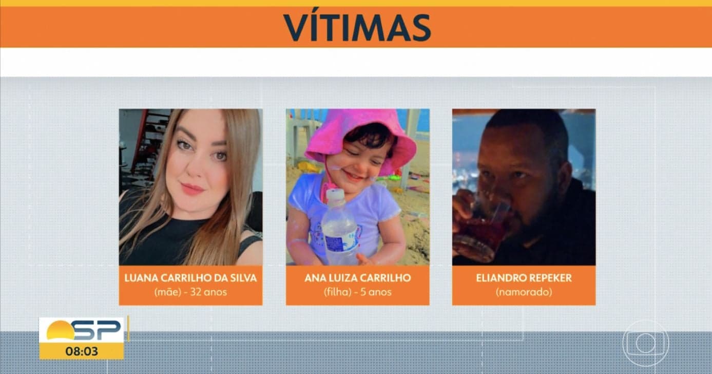 Luana Carrilho da Silva, Ana Luiza Carrilho e Eliandro Reperker (Foto: Reprodução / Globo)