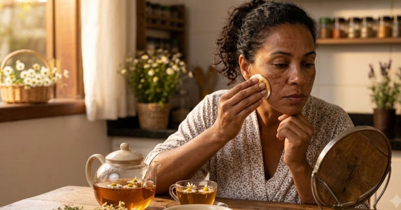 Mistura com chá de camomila clareia manchas na pele sem química; Veja como