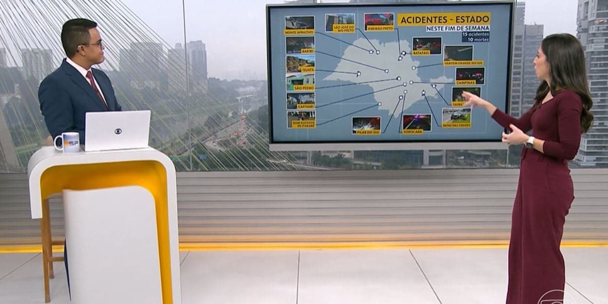 Marcelo Pereira e Cinthia Toledo falando dos acidentes no BSDP (Reprodução: Globo)