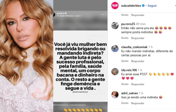 Web aponta indireta de Poliana para Virginia (Foto: Reprodução / Instagram)

