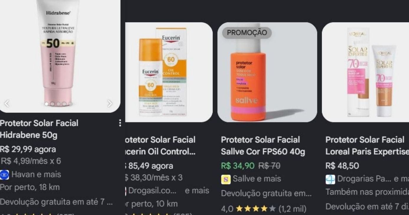 Opções de protetores faciais (Foto Reprodução/Google Shopping/Pesquisa Lennita) Opções de protetores faciais (Foto Reprodução/Google Shopping/Pesquisa Lennita)