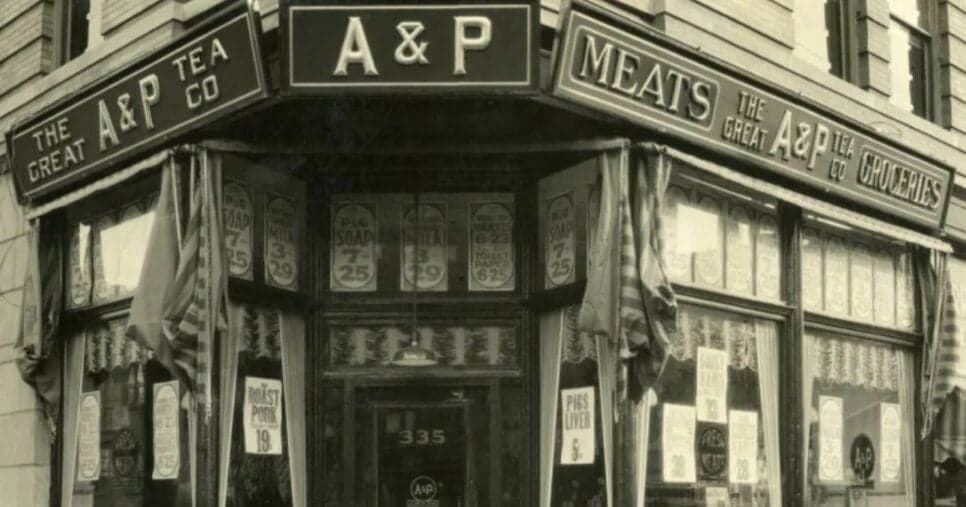A&P na época em que vendia apenas café e chá (Foto Reprodução/Internet) A&P na época em que vendia apenas café e chá (Foto Reprodução/Internet)